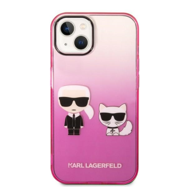 Etui KARL LAGERFELD Apple iPhone 14 Plus Gradient Ikonik Karl & Choupette Różowy Hardcase