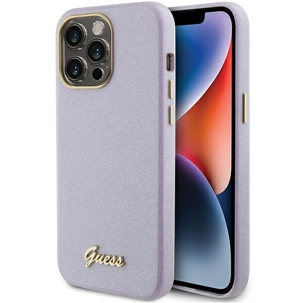 Etui Guess GUHCP15XPGMCSL iPhone 15 Pro Max 6.7" liliowy/lilac hardcase Glitter Glossy Script