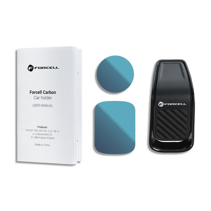 Uchwyt na telefon do samochodu uniwersalny Forcell F-Grip Carbon B060 do kratki czarny