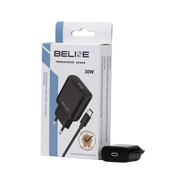 Beline Ład. siec. 1x USB-C 30W + kabelUSB-C czarna /black PD 3.0  BLNCB30C GaN
