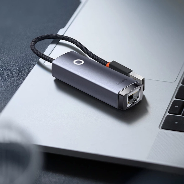 [PO ZWROCIE] Baseus Lite Series adapter USB - RJ45 gniazdo LAN 100Mbps szary (WKQX000013)