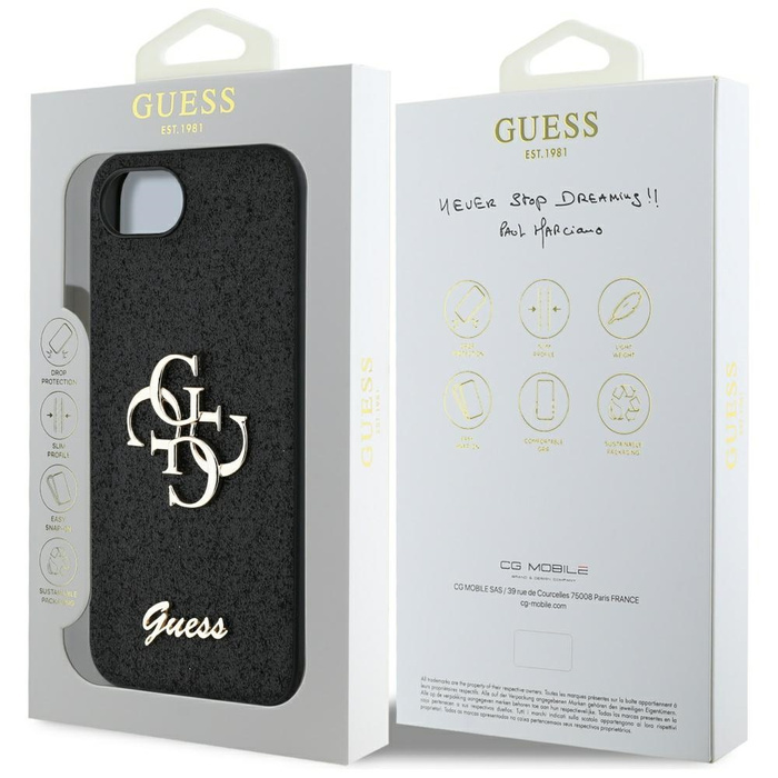 Etui Guess Fixed Glitter Big 4G do       iPhone 16e czarny