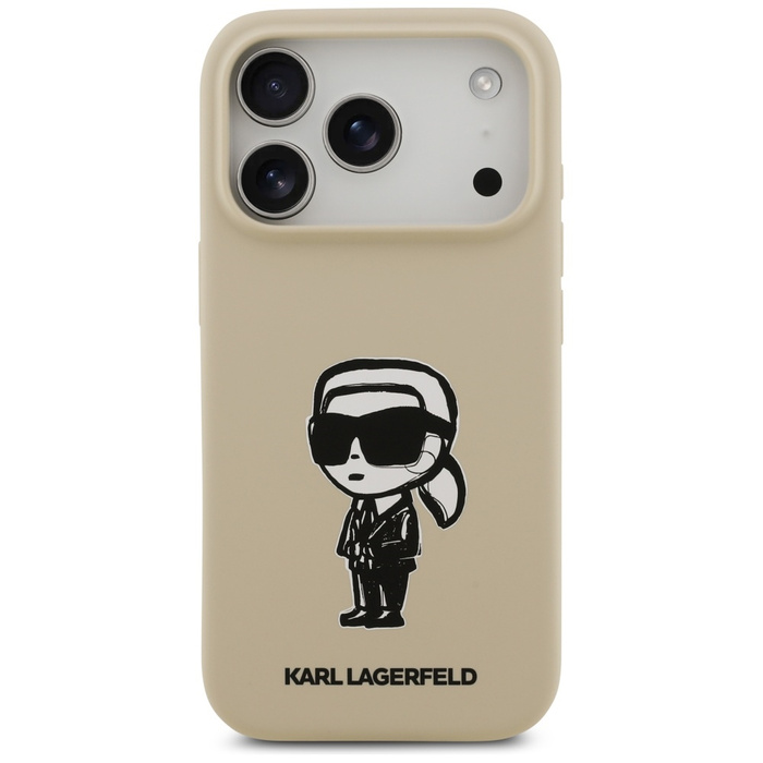 Etui Karl Lagerfeld Silicone Karl Sketch & Logo MagSafe do iPhone 17 Pro brązowy