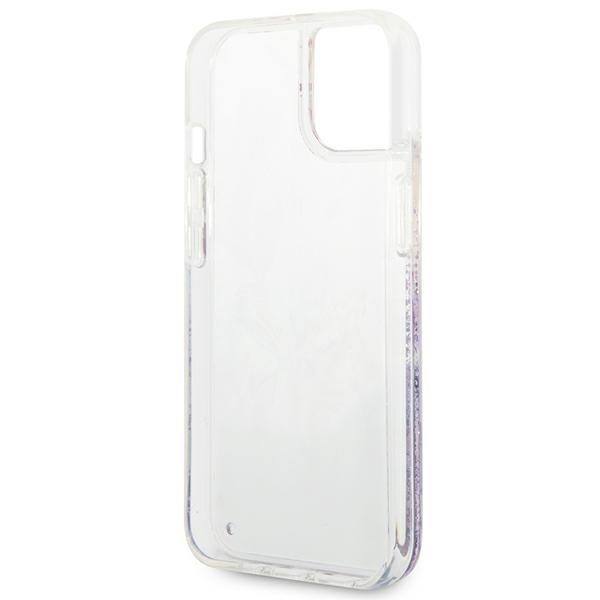 Etui GUESS Apple iPhone 14 Flower Liquid Glitter Fioletowy Hardcase