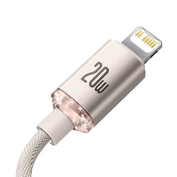 Baseus Crystal Shine Series kabel USB Typ C - Lightning szybkie ładowanie Power Delivery 20W 1,2m różowy (CAJY001304)