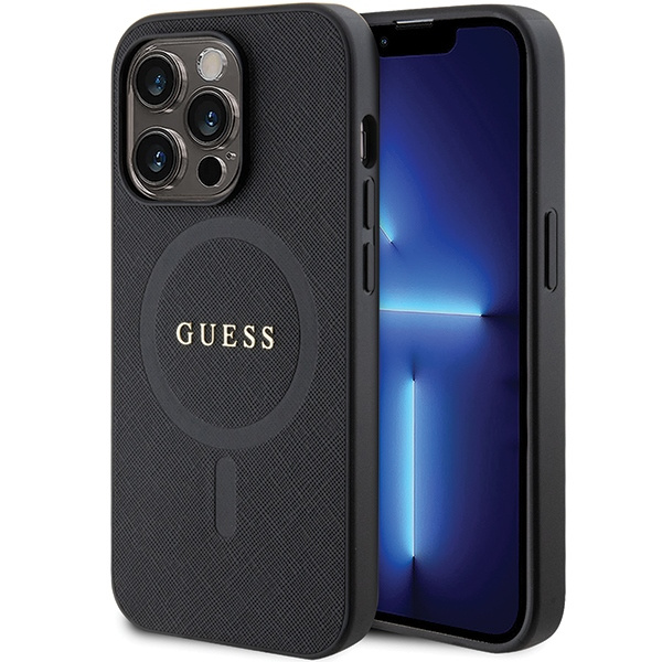 Etui Guess GUHMP14XPSAHMCK iPhone 14 Pro Max 6.7" czarny/black hardcase Saffiano MagSafe Case