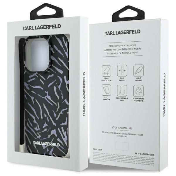 Etui Karl Lagerfeld iPhone 16 Pro 6.3" fioletowy/purple Zebra With Cord