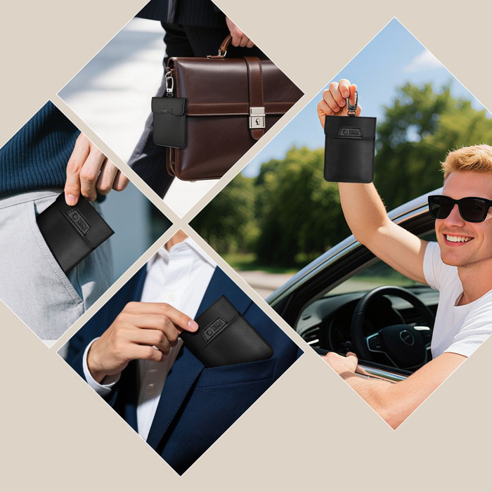 KLATKA FARADAYA TECH-PROTECT KLR400 POUCH KEYLESS RFID SIGNAL BLOCKER CASE BLACK/BLACK