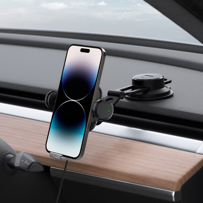 Uchwyt Spigen Uts35w Onetap Universal Windshield & Dashboard Car Mount Wireless Charger Black
