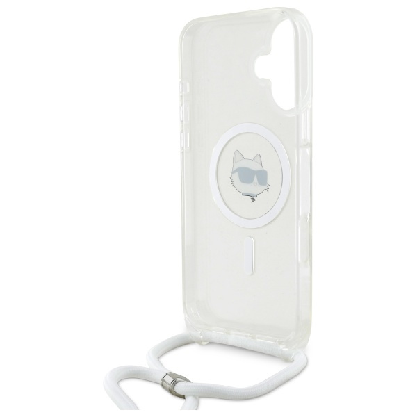 Etui Karl Lagerfeld iPhone 16 hardcase transparent IML Choupette Head & Cord Magsafe