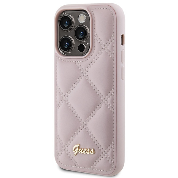 Etui Guess GUHCP15LPSQSQSP iPhone 15 Pro 6.1" różowy/pink hardcase Quilted Metal Logo Case