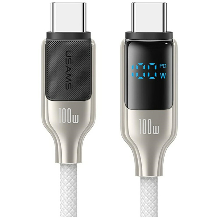 USAMS Kabel USB-C na USB-C 100W 1.2m      Digital Display Zinc Alloy Fast Charging Data Cable HX Series SJ742USB02 (US-SJ742)
