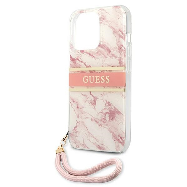 Etui GUESS Apple iPhone 13 Pro Max Marble Strap Collection Różowy Hardcase