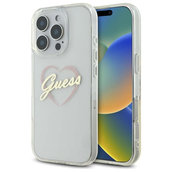 Etui Guess iPhone 16 Pro Max 6.9" przeźroczysty/transparent hardcase IML Heart