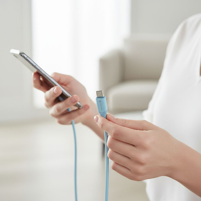 Kabel USB C do Lightning Forcell F-Energy PD 3A 27W Silicone 1 m C346 niebieski