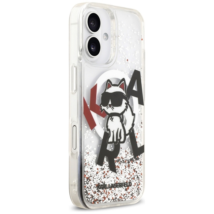 Etui Karl Lagerfeld Liquid Glitter       Choupette Logo MagSafe do iPhone 17 przezroczysty