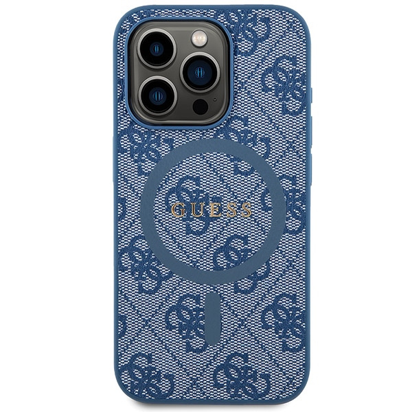 Etui Guess GUHMP14XG4GFRB iPhone 14 Pro Max 6.7" niebieski/blue hardcase 4G Collection Leather Metal Logo MagSafe Case