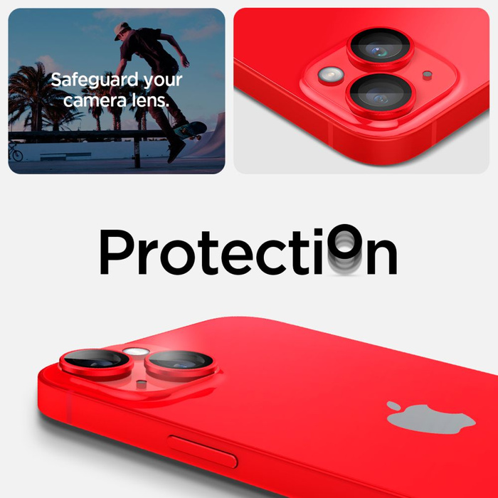 Osłona Aparatu Spigen Optik.tr ”ez Fit” Camera Protector 2-pack iPhone 15 / 15 Plus / 14 / 14 Plus Red