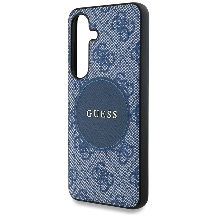 Etui Guess 4G Round Patch Classic Logo    MagSafe do Samsung Galaxy S25 niebieski