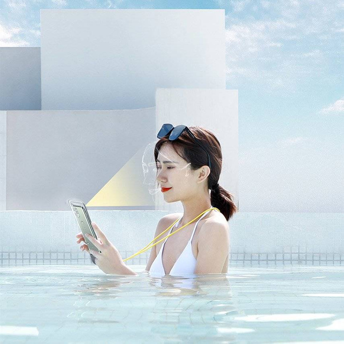 Baseus uniwersalny wodoodporny pokrowiec etui na telefon (max 7,2'') na basen nad wodę IPX8  żółty (ACFSD-DGY)