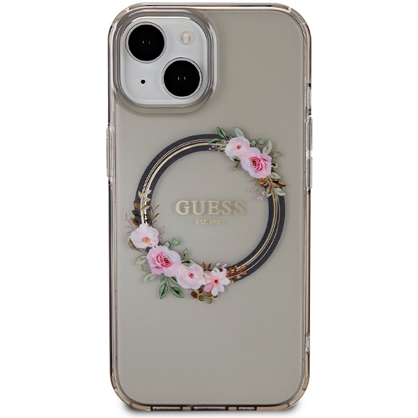 Etui Guess Guhmp15shfwfck Iphone 15 / 14 / 13 6.1" Czarny/black Hardcase Iml Flowers Wreatch Magsafe Case