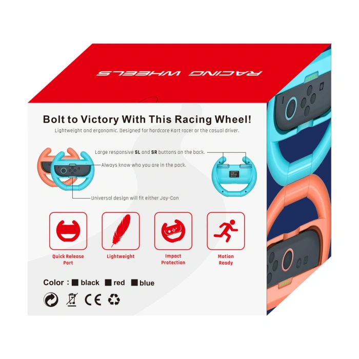 Kierownica wyścigowa do kontrolera Joy-Con Nintendo Switch  2 (opakowanie 2 szt.) - czarny