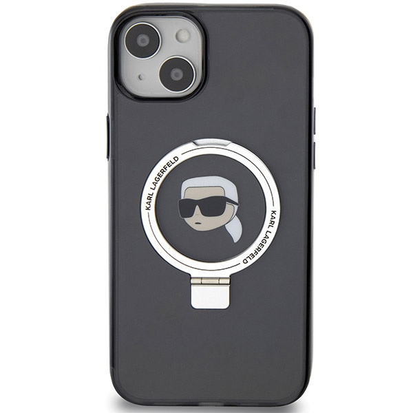 Etui Karl Lagerfeld KLHMP15SHMRSKHK iPhone 15 6.1" czarny/black hardcase Ring Stand Karl Head MagSafe Case