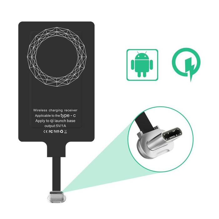 [PO ZWROCIE] Choetech adapter do bezprzewodowego ładowania Qi USB Typ C wkładka indukcyjna czarny (WP-TYPEC)