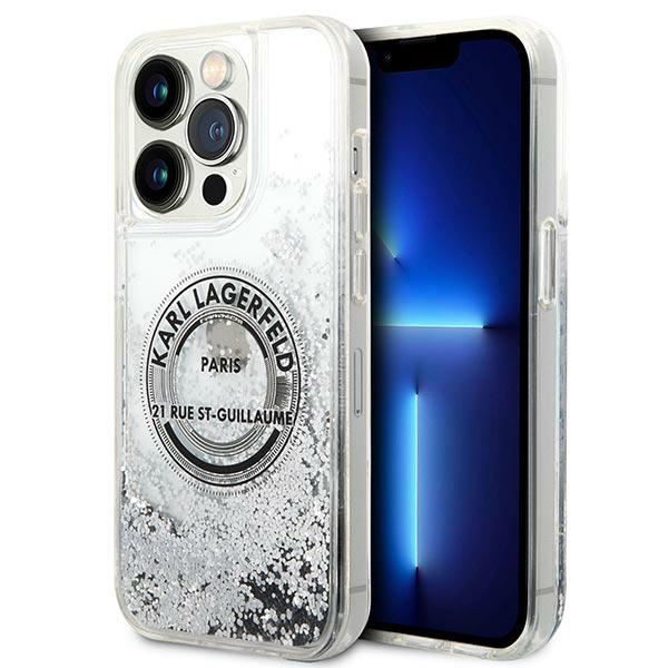 Etui KARL LAGERFELD Apple iPhone 14 Pro Max Liquid Glitter RSG Srebrny Hardcase