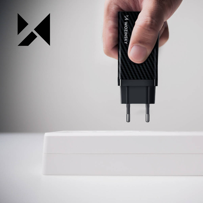 Wozinsky ładowarka GaN 65W z portami USB, USB C wspiera QC 3.0 PD czarna (WWCG01)