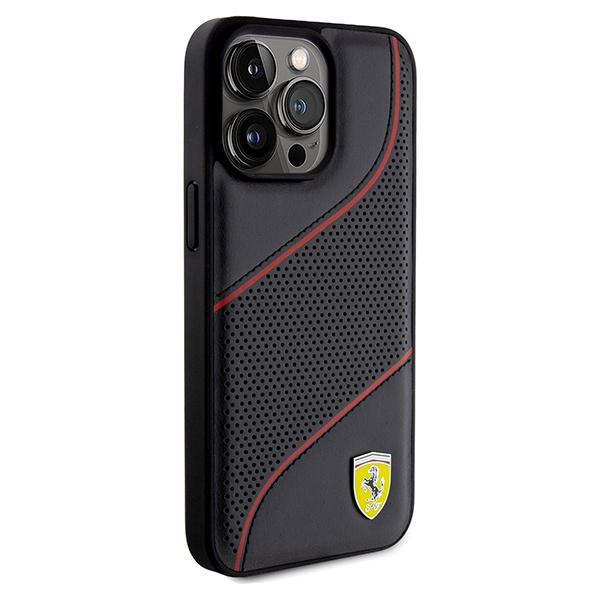 Etui Ferrari FEHCP15XPWAK iPhone 15 Pro Max 6.7" czarny/black hardcase Perforated Waves Metal Logo Case