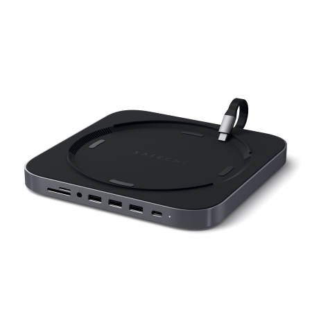Satechi Aluminum Hub - aluminiowa podstawka do Mac Mini z Hub USB-C (USB-C, 3x USB-A, czytnik kart micro/SD, jack port) (space gray)