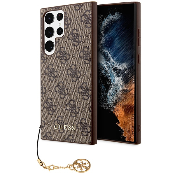 Etui Guess GUHCS23LGF4GBR S23 Ultra S918 brązowy/brown hardcase 4G Charms Collection Case