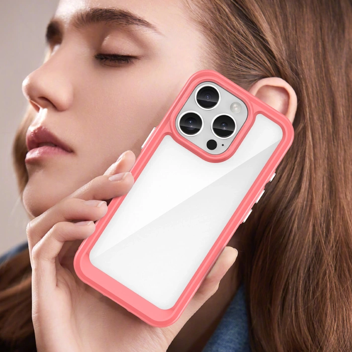 Etui Outer Space Case z żelową ramką do iPhone 16 Pro - czerwone