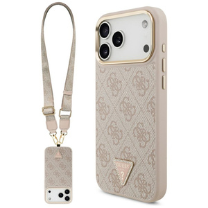 Etui Guess 4G Triangle Logo & Big Strap  Metal Buttons MagSafe do iPhone 17 Pro Max różowy