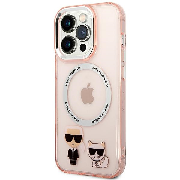 Etui Karl Lagerfeld iPhone 14 Pro 6,1" hardcase różowy/pink Karl & Choupette Aluminium Magsafe