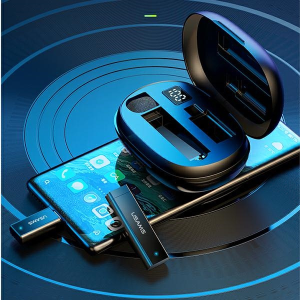 Usams Bezprzewodowy mikrofon krawatowy ENC 2.4G Wireless Lavalier Microphone Lightning ZB244MKF01 (US-ZB244)