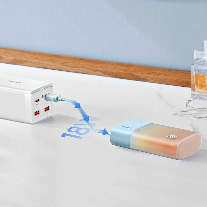 Powerbank BASEUS 5200 mAh z wbudowanym kablem Lightning USB-C Niebiesko Pomarańczowy