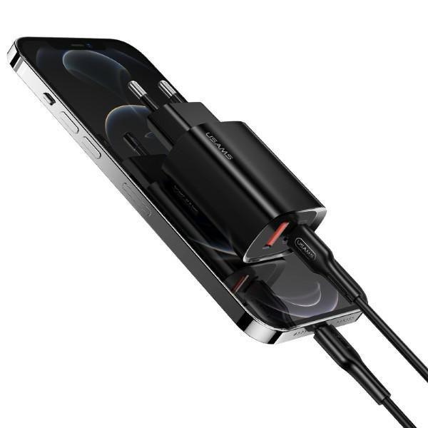 Ładowarka Sieciowa USAMS 1xUSB-C 1xUSB T35 PD3.0 QC3.0 20W Fast Charging CC121TC01 US-CC121 Biały
