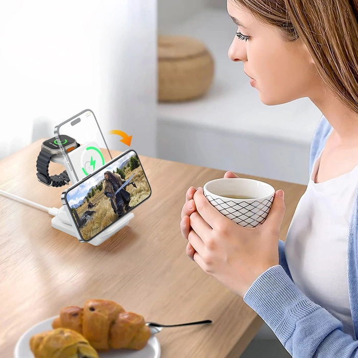 Stacja ładująca indukcyjna 4w1 Choetech T608 15W - biała