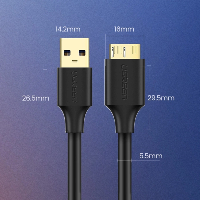 Kabel USB 3.0 - micro USB 3.0 UGREEN 0.5m (czarny) US130 10840B