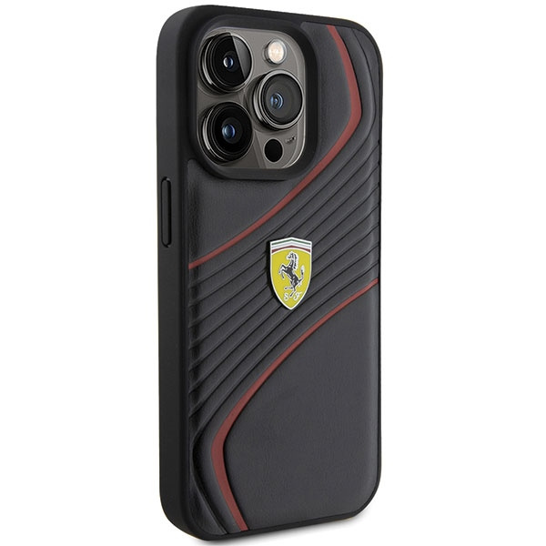 Etui Ferrari FEHCP15LPTWK iPhone 15 Pro 6.1" czarny/black hardcase Twist Metal Logo Case