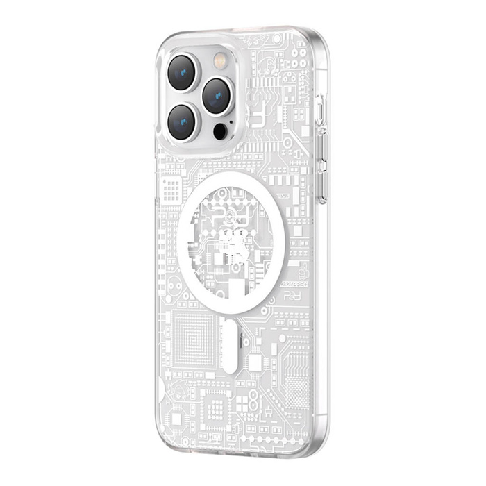 Etui Kingxbar PQY Geek Series magnetyczne etui iPhone 14 Pro Max MagSafe srebrne Case