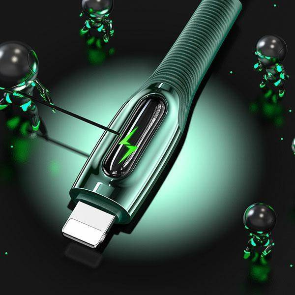 USAMS Kabel pleciony USB-C na Lightning Smart Power-off 20W PD Cable1.2m ciemny zielony/dark green SJ518USB02 (US-SJ518)
