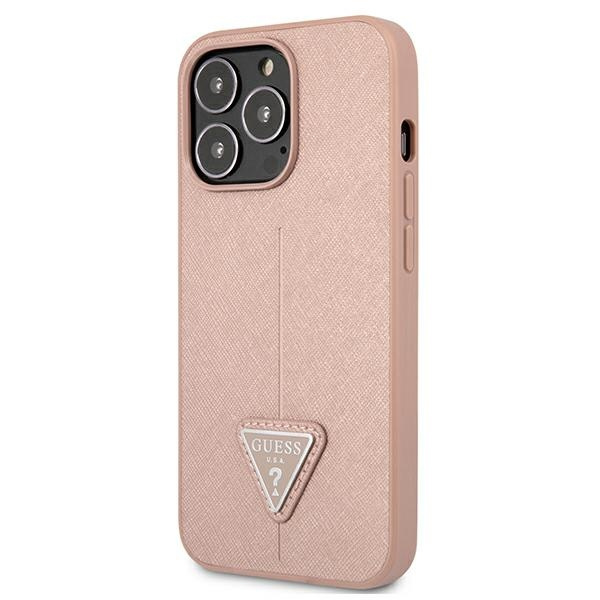 Etui GUESS Apple iPhone 13 13 Pro Saffiano Triangle Logo Różowy Hardcase