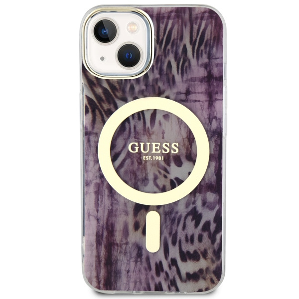 Etui Guess GUHMP14SHLEOPWP iPhone 14 6.1" różowy/pink hardcase Leopard MagSafe Case