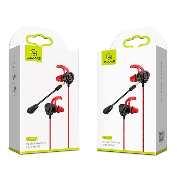 Słuchawki Stereo USAMS Jack 3,5mm Gaming Czerwony