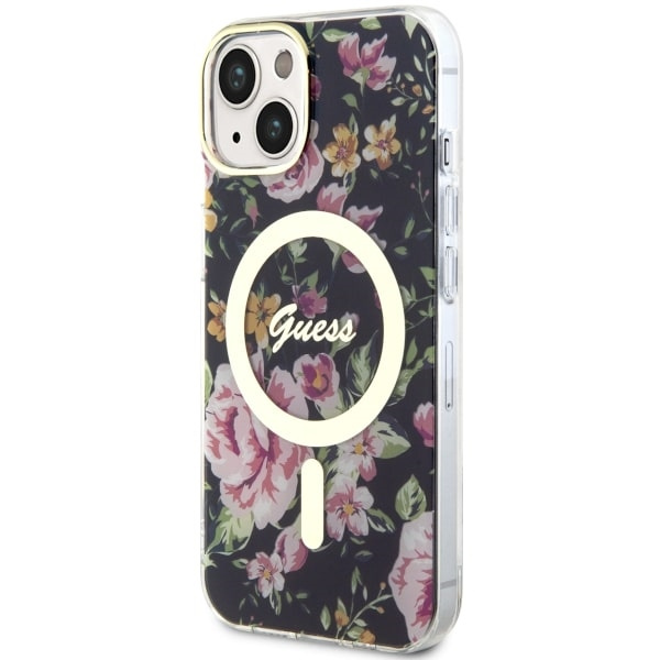 Etui Guess GUHMP14SHCFWSK iPhone 14 6.1" czarny/black hardcase Flower MagSafe Case
