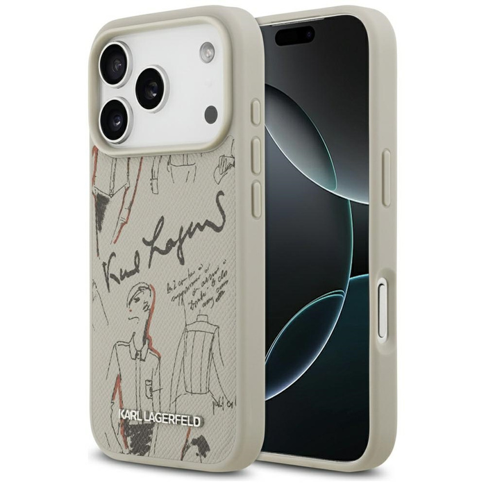 Etui Karl Lagerfeld Grained Pattern &    Logo MagSafe do iPhone 17 Pro szary