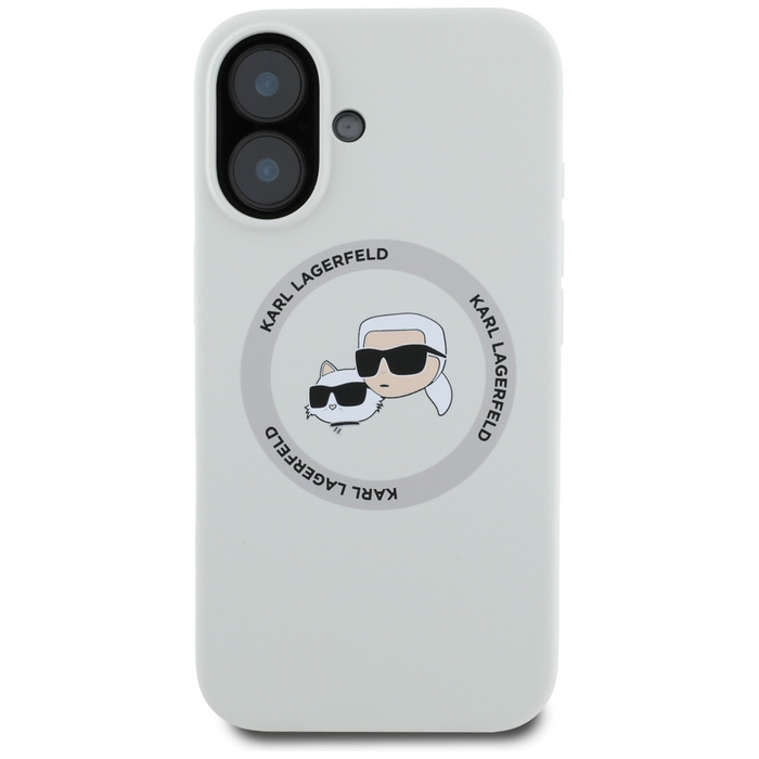 Etui Karl Lagerfeld Silicone Double       Heads And Circle MagSafe do iPhone 16 beżowy